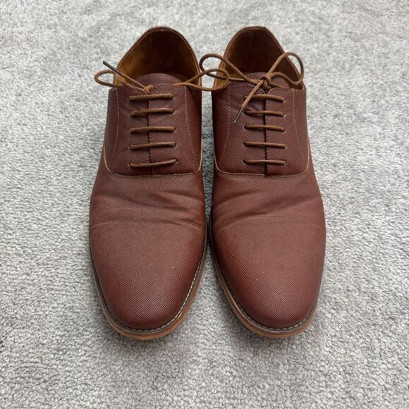 Ferro Aldo Garrett Leather Oxford Dress Shoes Mens 12 Brown Lace Up Formal Work - Picture 1 of 16